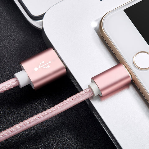 20cm / 100cm Super Strong Leather Metal Plug Micro USB Cable for iPhone 6 6s Plus 5s 5 iPadmini / Samsung / Xiaomi