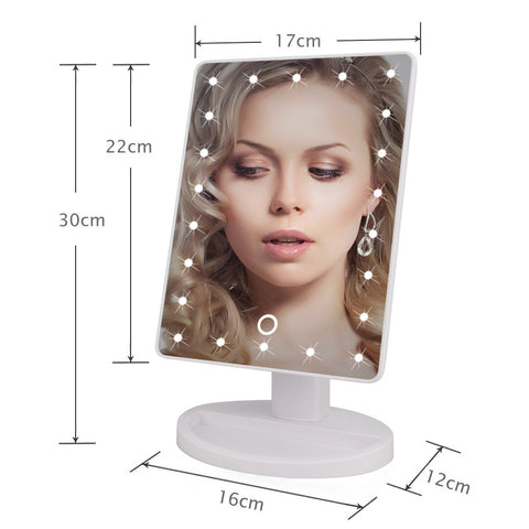 22 LED Touch Screen Makeup Mirror Professional Vanity Mirror Lights Health Beauty Adjustable Countertop 180 Rotating