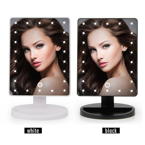 22 LED Touch Screen Makeup Mirror Professional Vanity Mirror Lights Health Beauty Adjustable Countertop 180 Rotating
