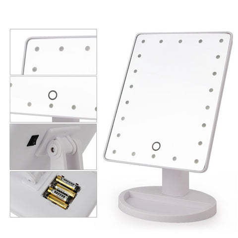 22 LED Touch Screen Makeup Mirror Professional Vanity Mirror Lights Health Beauty Adjustable Countertop 180 Rotating