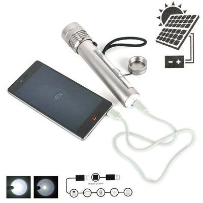 3W Solar Flashlight Work Lamp Portable Outdoor Sport Camping Hiking Lighting 3 Modes USB Rechargeable Power Bank for Phones