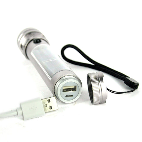 3W Solar Flashlight Work Lamp Portable Outdoor Sport Camping Hiking Lighting 3 Modes USB Rechargeable Power Bank for Phones