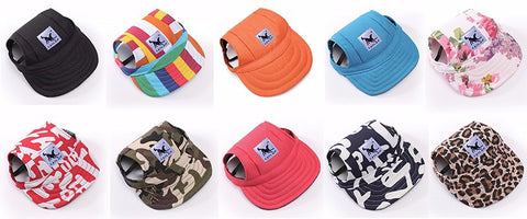 Dog Hat With Ear Holes Summer Canvas  Baseball Cap For Small Pet Dog Outdoor Accessories Hiking Pet Products -10 Styles