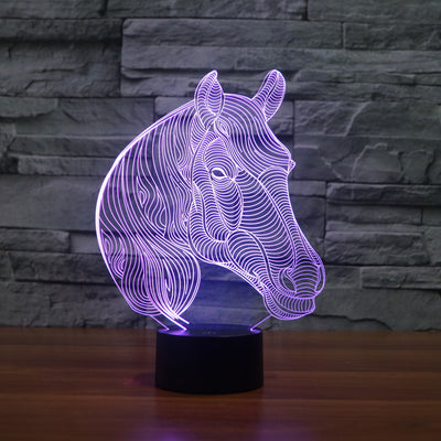 Acrylic 7 Colors Horse 3D Illusion LED Night Lights Colorful Acrylic Table Lamp