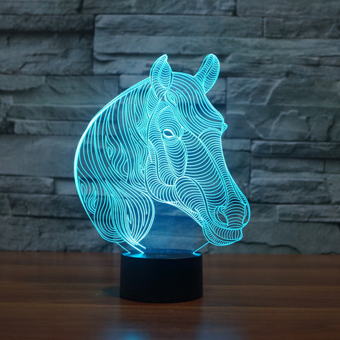 Acrylic 7 Colors Horse 3D Illusion LED Night Lights Colorful Acrylic Table Lamp