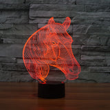 Acrylic 7 Colors Horse 3D Illusion LED Night Lights Colorful Acrylic Table Lamp