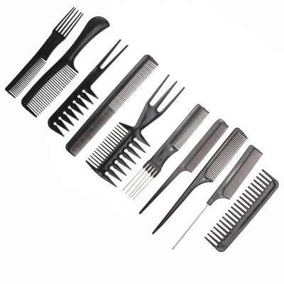 10pcs Professional Hair Combs Kits Salon Barber Comb Brushes Anti-static