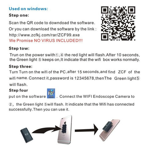 IOS Android Wifi Endoscope with 8mm Lens 6 LED Waterproof