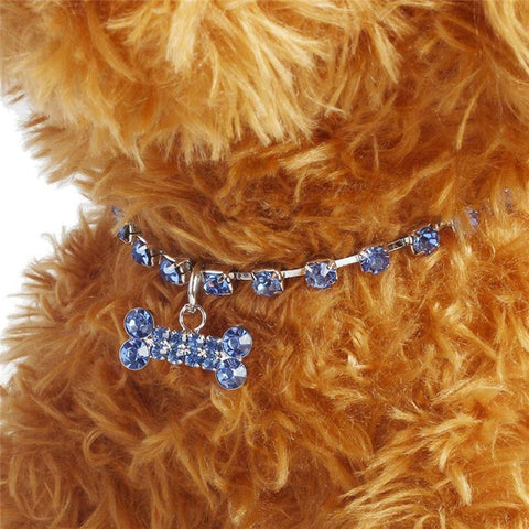 Crystal Rhinestone Necklace Bone Pattern Pendant Pet Puppy Collars Jeweled for dogs and cats