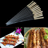 12Pcs New Hot Fashion BBQ Barbecue Skewer Grill Kabob Kebab Stick Flat Needle