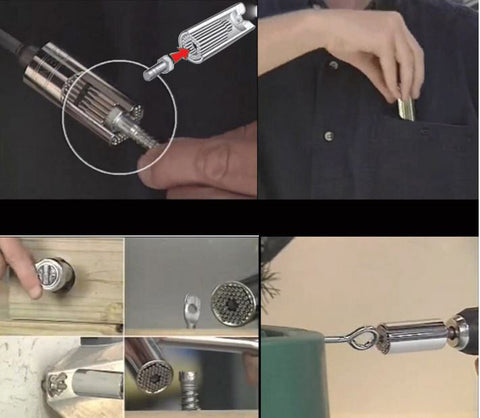 2 Piece Gator Grip Universal Socket Multi-Function Hand Tool Set Repair Kit