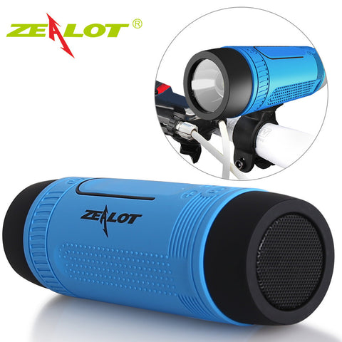 Zealot S1 Bluetooth Speaker Outdoor Bicycle Portable Subwoofer Bass Speakers 4000mAh Power Bank+LED light +Bike Mount+Carabiner