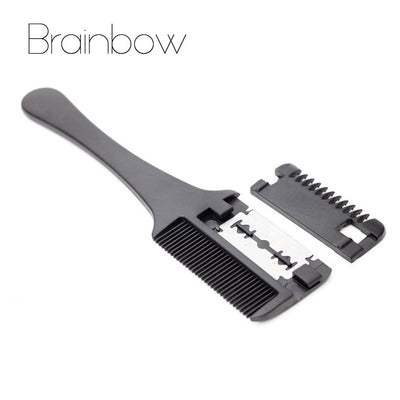 Professional Hair Razor Comb Black Handle Hair Razor Cutting Thinning Comb