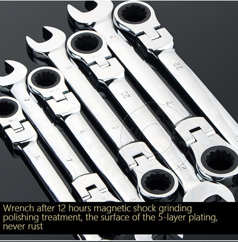 8-27mm Ratchet Gears Wrench Set flexible Open End