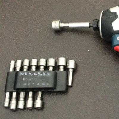 14pcs Power Nut Driver Drill Bit Sae Metric Socket Bits Wrench Screw 1/4 Inch Hex Shank Quick-Change