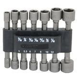 14pcs Power Nut Driver Drill Bit Sae Metric Socket 1/4 Inch Hex Shank Quick-Change