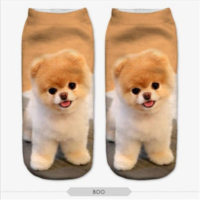 Animals Printed Cat Tiger Dog Socks Multiple Colors Unisex Low Cut