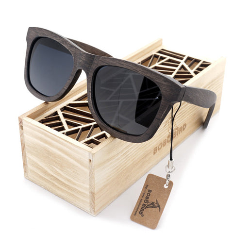 100% Natural Ebony Wooden Sunglasses Polarized With Wooden Gift Box