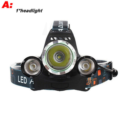 10000Lumen CREE XML T6+2R5 LED Headlight 4mode torch +2x18650 battery+EU/US Car charger