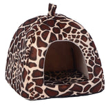 Pet Cat House Foldable Soft Winter Leopard Dog Bed Strawberry