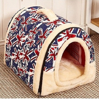 Dog House Nest With Mat Foldable Pet Dog Bed Cat Bed House Small Medium Dogs