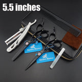 5.5 inches Professional Hair Scissors set ,Straight & Thinning barber shears,with razor, comb, oil, case
