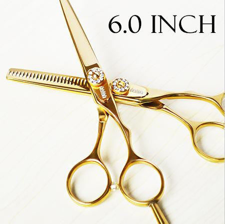 professional titanium 6.0 & 5.5 inch thinning cutting hair scissors shears set styling tools hairdressing scissors