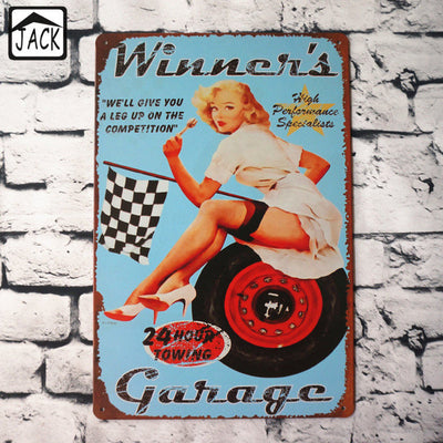WINNERS GARAGE Vintage shop sign style made from 24 gauge metal with rusted corners look