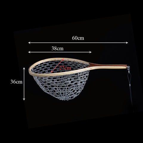 Fishing Net Mesh Wooden Handle Nylon / Rubber Landing