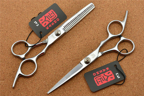 701# 6'' Japan Kasho TOP GRADE Hairdressing Scissors 440C 62HRC Bang Cut Barbers Cutting Scissors Thinning Shears