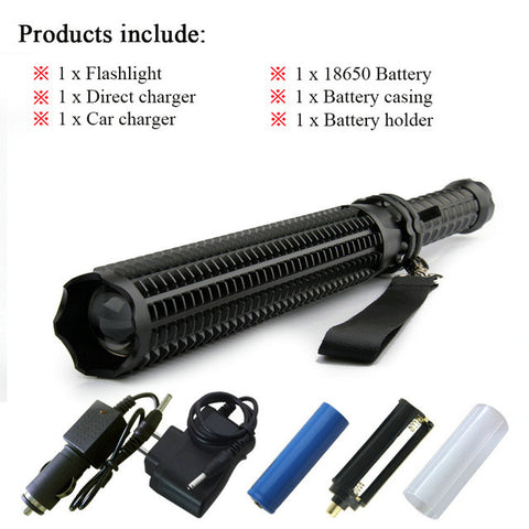 powerful telescoping led cree xml t6 flashlight tactical torch baton flash light self defense 18650 OR AAA 3000 lumens