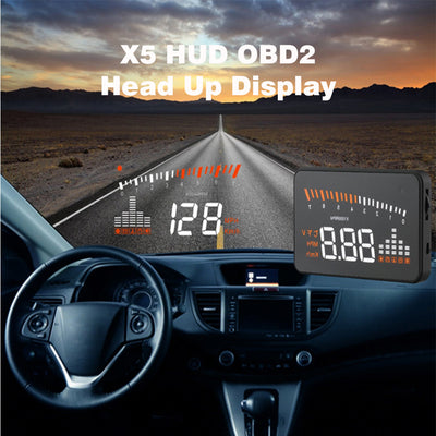 Universal X5 3 Inch Car HUD OBD2 II Head Up Display Overspeed Warning System Projector