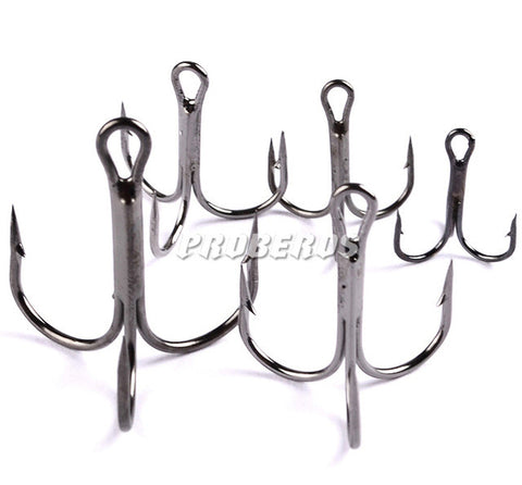 50pc/lot 2/4/6/8/10# Fishing Hook High Carbon Steel Treble Hooks Fishing Tackle