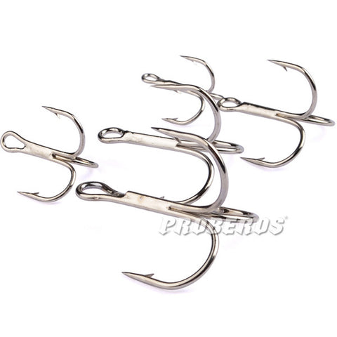 50pc/lot 2/4/6/8/10# Fishing Hook High Carbon Steel Treble Hooks Fishing Tackle
