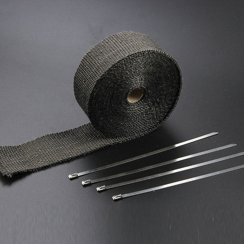 2"x5m Titanium Temp Exhaust Heat Wrap 5 Colors Heater Resistant Downpipe 10 Ties