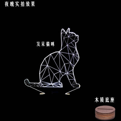 3D Cat Animal Shape Bedroom Lights Micro USB Wood Mood LED Table Lamp Night Light