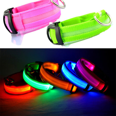 Nylon Pet Dog Collar LED Light Night Safety Light-up