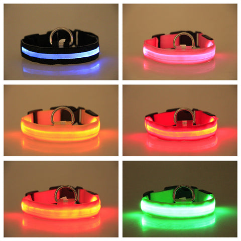 Nylon Pet Dog Collar LED Light Night Safety Light-up