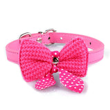 Knit Bowknot Adjustable PU Leather Dog Puppy Pet Collars