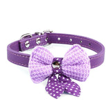 Knit Bowknot Adjustable PU Leather Dog Puppy Pet Collars