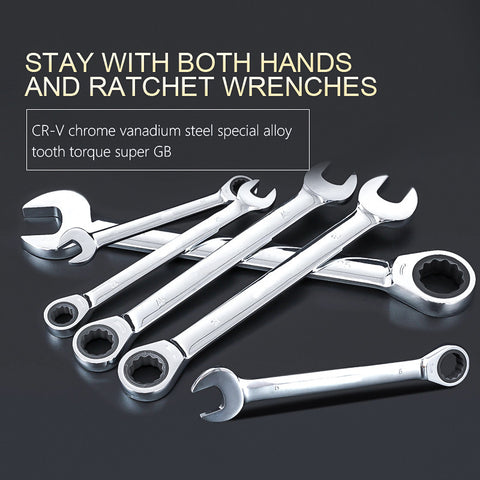 6mm-32mm Ratchet Spanner Combination Gear Wrench set