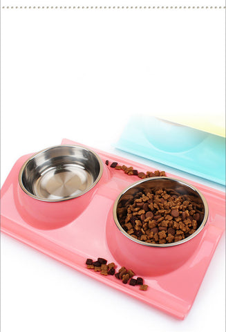 Plastic Stainless Steel Combo feeding Bowl