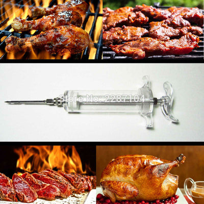 20/100ml BBQ Meat Grill Barbecue Marinade Seasoning Injector