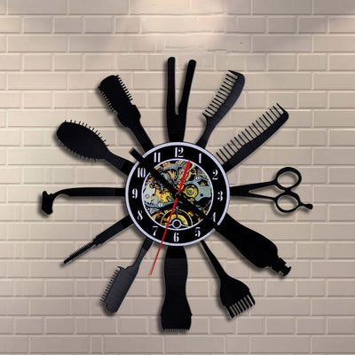 Barber Hair Beauty Salon Vinyl Wall Clock