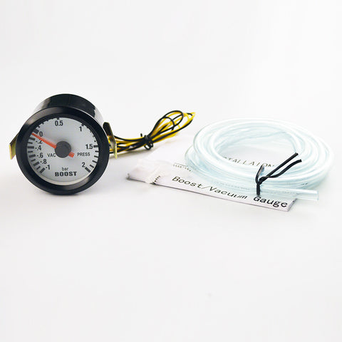 Car Gauge 2" 52mm Bar Turbo Boost Gauge -1~2 Bar Vacuum Press Meter for Auto Blue Light Black Rim Shell 12V
