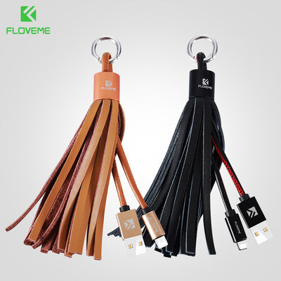 iPhone 5 6 7 Plus For Xiaomi Redmi4 Pro 3 Micro USB Charging Tassel Genuine Leather charger