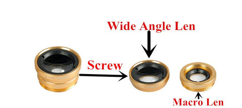 Universal 3 in 1 Clip on Macro Wide Angle Fish Eye Kit cellular Phone camera Lens For iPhone/Samsung/Sony/HuaWei/XiaoMi/HTC