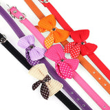 Knit Bowknot Adjustable PU Leather Dog Puppy Pet Collars
