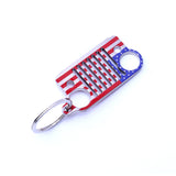 American flag Stainless Steel Grill car KeyChain, Car KeyRing for Jeep CJ JK, TJ, YJ XJ