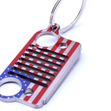 American flag Stainless Steel Grill car KeyChain, Car KeyRing for Jeep CJ JK, TJ, YJ XJ